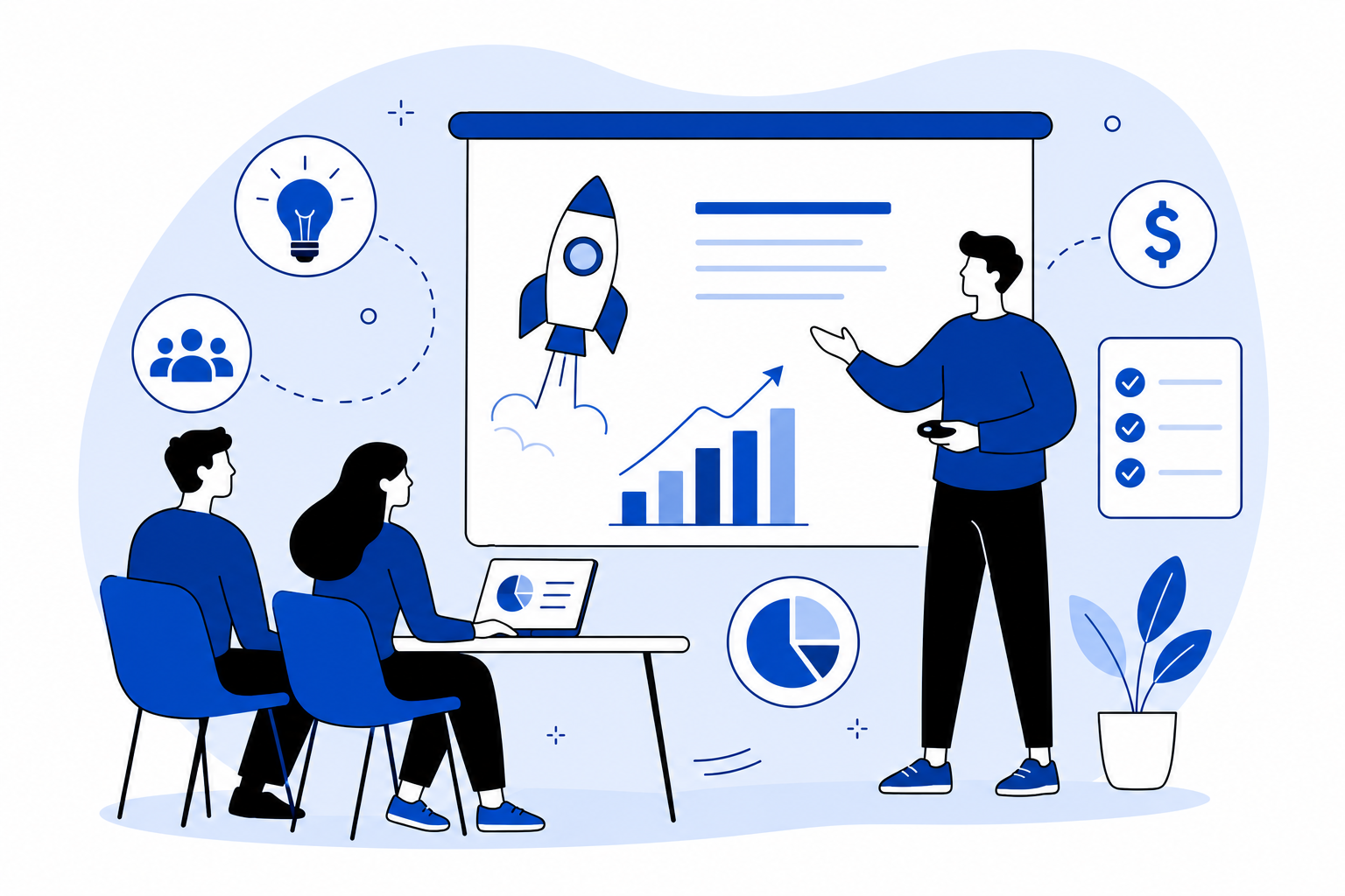 Business valuation analysis illustration